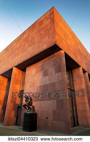 Stock Image - Art gallery, sculpture, The Thinker by Auguste Rodin, Bielefeld, North Rhine-Westphalia, Germany, Europe. Fotosearch