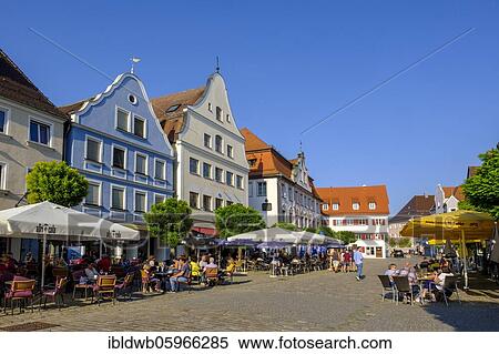 Baroque gabled houses, market place with restaurants, Günzburg, Swabia, Bavaria, Germany, Europe View Large Photo Image Stock Photography - Baroque gabled houses, market place with restaurants, Günzburg, Swabia, Bavaria, Germany, Europe. Fotosearch