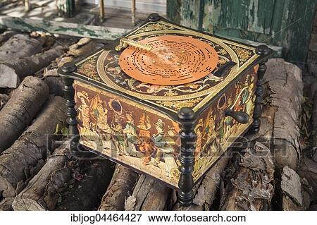 Stock Photo - Barrel organ, Helikon, Punch and Judy design with perforated disk, Grassau, Upper Bavaria, Bavaria, Germany, Europe. Fotosearch