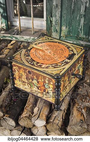 Stock Photo - Barrel organ, Helikon, Punch and Judy design with perforated disk, Grassau, Upper Bavaria, Bavaria, Germany, Europe. Fotosearch