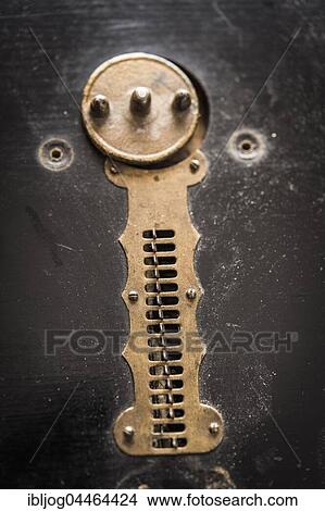 Picture - Barrel organ, pin circle for perforated disk, comb for sound pickup on the finished organ casing, Grassau, Upper Bavaria, Bavaria, Germany, Europe. Fotosearch