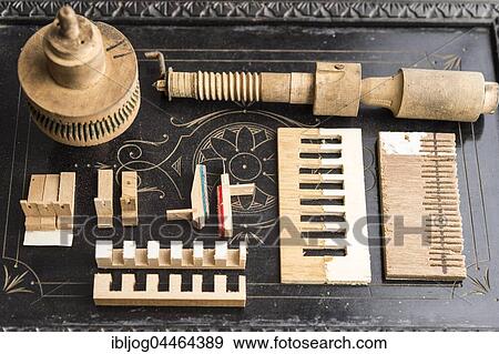 Barrel organ, worm gear, wooden crank handle, wooden valves, wooden comb for sound pickup, Grassau, Upper Bavaria, Bavaria, Germany, Europe View Large Photo Image Stock Photo - Barrel organ, worm gear, wooden crank handle, wooden valves, wooden comb for sound pickup, Grassau, Upper Bavaria, Bavaria, Germany, Europe. Fotosearch