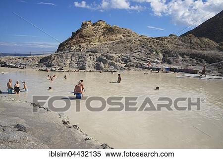 Bathers enjoying volcanic mud, hot springs, Vulcano Island, Aeolian Islands, Italy, Europe View Large Photo Image Stock Photography - Bathers enjoying volcanic mud, hot springs, Vulcano Island, Aeolian Islands, Italy, Europe. Fotosearch