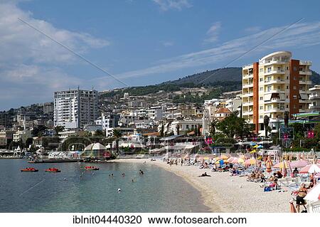Beach and promenade, Sarandë, Vlorë County, Albania, Europe View Large Photo Image Stock Image - Beach and promenade, Sarandë, Vlorë County, Albania, Europe. Fotosearch