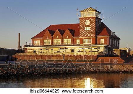 Beach hall in the evening light, Bremerhaven, Federal State of Bremen, Germany, Europe View Large Photo Image Stock Photo - Beach hall in the evening light, Bremerhaven, Federal State of Bremen, Germany, Europe. Fotosearch