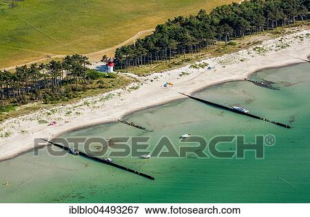 Stock Photo - Beacon Gellen with beach at Neuendorf, Hiddensee, Baltic coast, Mecklenburg-Western Pomerania, Germany, Europe. Fotosearch