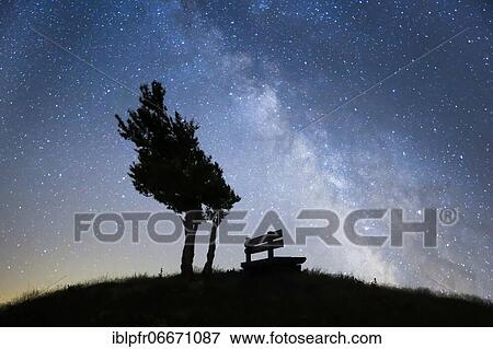 Bench under Milky Way, Switzerland, Europe View Large Photo Image Stock Photo - Bench under Milky Way, Switzerland, Europe. Fotosearch