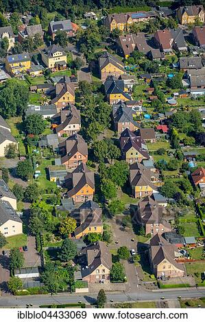 Stock Photo - Bergkamen settlement Hellweg and D-Zug settlement, mine workers' settlement for Werne I / II mine, miners settlement, colliery houses, rows of houses, Bergkamen, Ruhr district, North Rhine-Westphalia, Germany, Europe. Fotosearch