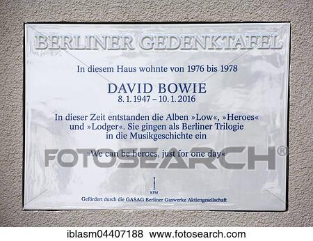 Berlin Memorial Plaque honoring David Bowie, Schöneberg, Berlin, Germany, Europe View Large Photo Image Stock Photo - Berlin Memorial Plaque honoring David Bowie, Schöneberg, Berlin, Germany, Europe. Fotosearch