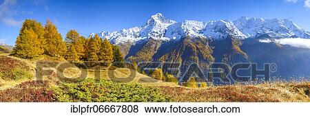 Stock Photo - Bietschhorn, 3934m, Lötschental, Valais, Switzerland, Europe. Fotosearch