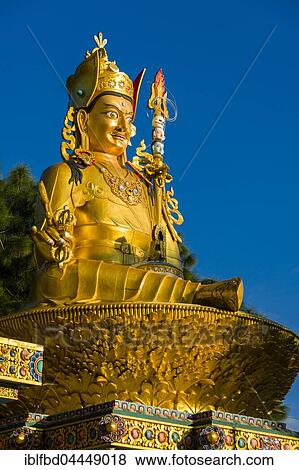 Big golden statue of Padmasambhava at back of Swayambhunath temple, Kathmandu, Nepal, Asia View Large Photo Image Stock Photo - Big golden statue of Padmasambhava at back of Swayambhunath temple, Kathmandu, Nepal, Asia. Fotosearch