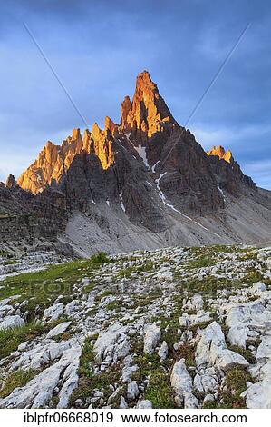 Stock Photo - Bike trail around the Three Peaks, Paternkofel, 2746 m, Dolomites, South Tyrol, Italy, Europe. Fotosearch
