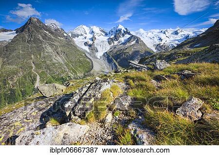 Bike trail at Fuorcla Surlej, view of Piz Tschierva-3546 m, Piz Bernina-4049 m, Biancograt, Piz Roseg-3937 m, Grisons, Switzerland, Europe View Large Photo Image Stock Photo - Bike trail at Fuorcla Surlej, view of Piz Tschierva-3546 m, Piz Bernina-4049 m, Biancograt, Piz Roseg-3937 m, Grisons, Switzerland, Europe. Fotosearch