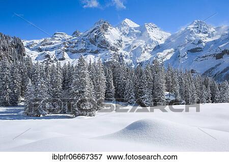 Stock Photo - Blüemlisalp Rothorn, Blüemlisalphorn, Oeschinenhorn, Bernese Alps, Switzerland, Europe. Fotosearch