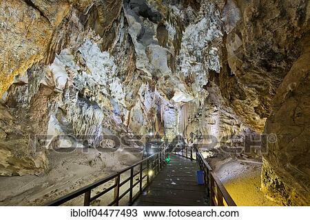 Boardwalk through illuminated dripstone cave, stalactites and stalagmites, Thiên Đường Cave, National Park Phong Nha-Ke Bang, Phong Nha, Quang Binh, Vietnam, Asia View Large Photo Image Stock Image - Boardwalk through illuminated dripstone cave, stalactites and stalagmites, Thiên Đường Cave, National Park Phong Nha-Ke Bang, Phong Nha, Quang Binh, Vietnam, Asia. Fotosearch