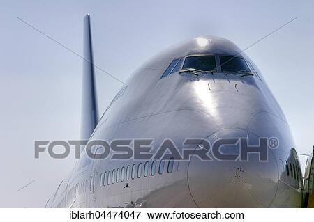 Stock Photo - Boeing 747, front view, Windhoek Airport, Namibia, Africa. Fotosearch