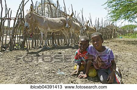 Boys and donkeys in front of mud hut, Orma ethnic community, Marafa, Tana River Delta, Kenya, Africa View Large Photo Image Stock Image - Boys and donkeys in front of mud hut, Orma ethnic community, Marafa, Tana River Delta, Kenya, Africa. Fotosearch
