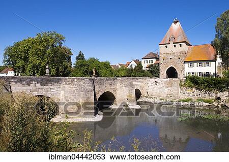 Bridge and tower, Altmühl River, Herrieden, Upper Altmühl Valley, Middle Franconia, Franconia, Bavaria, Germany, Europe View Large Photo Image Stock Image - Bridge and tower, Altmühl River, Herrieden, Upper Altmühl Valley, Middle Franconia, Franconia, Bavaria, Germany, Europe. Fotosearch