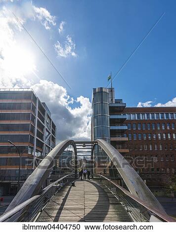 Stock Image - Bridge, Speicherstadt, Hamburg, Germany, Europe. Fotosearch