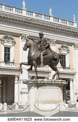 Bronze equestrian statue of Emperor Marcus Aurelius, behind Palazzo Nuovo, Rome, Lazio, Italy, Europe View Large Photo Image Stock Image - Bronze equestrian statue of Emperor Marcus Aurelius, behind Palazzo Nuovo, Rome, Lazio, Italy, Europe. Fotosearch
