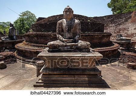 Buddha statue in Vatadaga, terrace, Tooth Relic, Dalada Maluwa, ancient royal city, Sacred City, Polonnaruwa, North Central Province, Sri Lanka, Asia View Large Photo Image Stock Photograph - Buddha statue in Vatadaga, terrace, Tooth Relic, Dalada Maluwa, ancient royal city, Sacred City, Polonnaruwa, North Central Province, Sri Lanka, Asia. Fotosearch