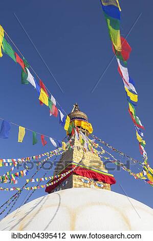 Buddhist stupa with prayer flags, Boudhanath stupa, Boudhanath, Kathmandu, Nepal, Asia View Large Photo Image Stock Image - Buddhist stupa with prayer flags, Boudhanath stupa, Boudhanath, Kathmandu, Nepal, Asia. Fotosearch