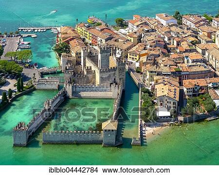 Picture - Castello Scaligero, Scaliger Castle, Sirmio peninsula on Lake Garda, Sirmione, Lombardy, Italy, Europe. Fotosearch