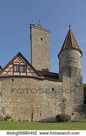 Castle tower and city wall, Old Town, Rothenburg ob der Tauber, Middle Franconia, Bavaria, Germany, Europe View Large Photo Image Stock Image - Castle tower and city wall, Old Town, Rothenburg ob der Tauber, Middle Franconia, Bavaria, Germany, Europe. Fotosearch