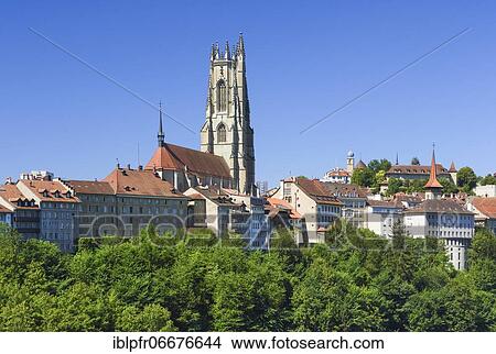 Cathedral of St. Nicholas, Fribourg, Switzerland, Europe View Large Photo Image Picture - Cathedral of St. Nicholas, Fribourg, Switzerland, Europe. Fotosearch