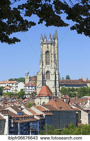 Stock Image - Cathedral of St. Nicholas, Fribourg, Switzerland, Europe. Fotosearch