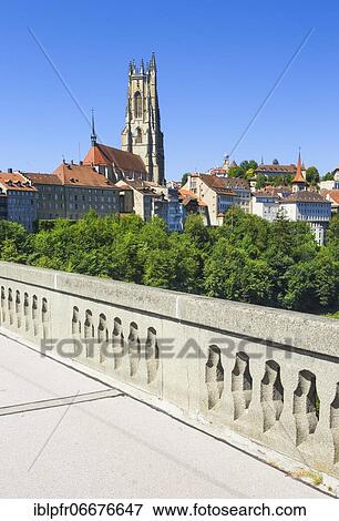 Cathedral of St. Nicholas, Fribourg, Switzerland, Europe View Large Photo Image Stock Photo - Cathedral of St. Nicholas, Fribourg, Switzerland, Europe. Fotosearch
