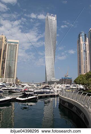 Cayan Tower, Dubai Marina, Dubai, United Arab Emirates, Asia View Large Photo Image Stock Photography - Cayan Tower, Dubai Marina, Dubai, United Arab Emirates, Asia. Fotosearch