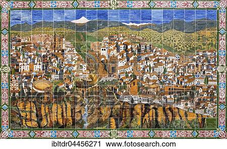 Ceramic board at a school displaying the White Townwith river gorge El Tajo and river Guadalevin, Ronda, Malaga province, Andalusia, Spain, Europe View Large Photo Image Stock Image - Ceramic board at a school displaying the White Townwith river gorge El Tajo and river Guadalevin, Ronda, Malaga province, Andalusia, Spain, Europe. Fotosearch