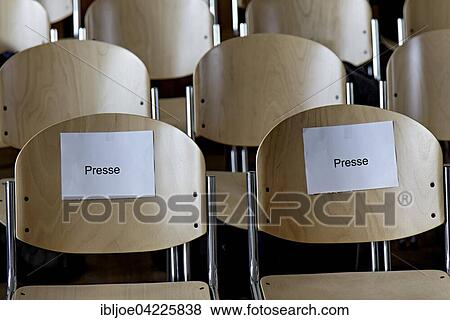 Chairs noted for the press, marked Presse, press section, District Court, Stuttgart, Baden-Württemberg, Germany, Europe View Large Photo Image Stock Photo - Chairs noted for the press, marked Presse, press section, District Court, Stuttgart, Baden-Württemberg, Germany, Europe. Fotosearch