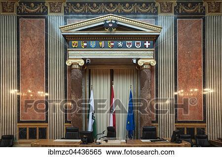 Stock Photography - Chamber, Federal Council, close-up, Austrian Parliament Building, opened in 1883, Vienna, Austria, Europe. Fotosearch
