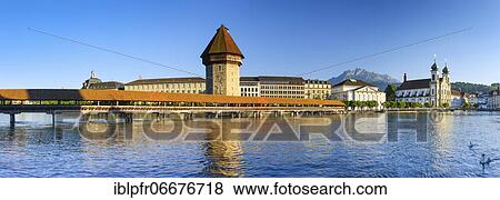 Chapel Bridge with Pilatus, Lucerne, Switzerland, Europe View Large Photo Image Stock Photo - Chapel Bridge with Pilatus, Lucerne, Switzerland, Europe. Fotosearch