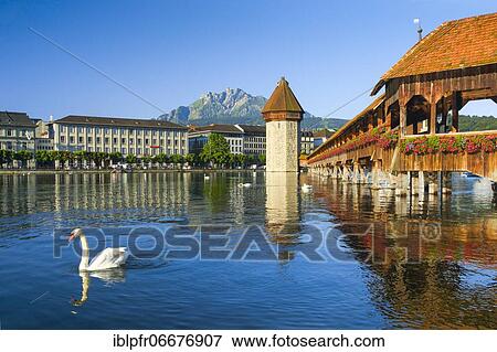 Chapel Bridge with Pilatus, Lucerne, Switzerland, Europe View Large Photo Image Stock Photo - Chapel Bridge with Pilatus, Lucerne, Switzerland, Europe. Fotosearch