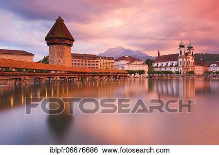 Chapel Bridge with Pilatus, Lucerne, Switzerland, Europe View Large Photo Image Stock Photograph - Chapel Bridge with Pilatus, Lucerne, Switzerland, Europe. Fotosearch