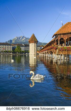 Chapel Bridge with Pilatus, Lucerne, Switzerland, Europe View Large Photo Image Stock Photograph - Chapel Bridge with Pilatus, Lucerne, Switzerland, Europe. Fotosearch