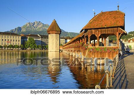 Chapel Bridge with Pilatus, Lucerne, Switzerland, Europe View Large Photo Image Stock Photography - Chapel Bridge with Pilatus, Lucerne, Switzerland, Europe. Fotosearch