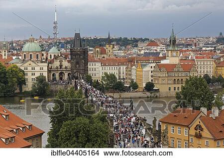Charles Bridge, Karlův most, view from bridge tower of Mala Strana Vltava, Prague, Czech Republic, Europe View Large Photo Image Picture - Charles Bridge, Karlův most, view from bridge tower of Mala Strana Vltava, Prague, Czech Republic, Europe. Fotosearch