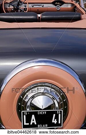 Stock Photo - Chevrolet Belair, built in 1955, from behind, Power Big Meet, classic car show, Västerås, Sweden, Europe. Fotosearch