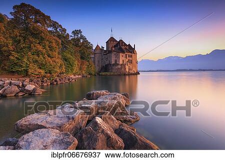 Chillon Castle on Lake Geneva near Montreux, Vaud Switzerland View Large Photo Image Stock Photo - Chillon Castle on Lake Geneva near Montreux, Vaud Switzerland. Fotosearch