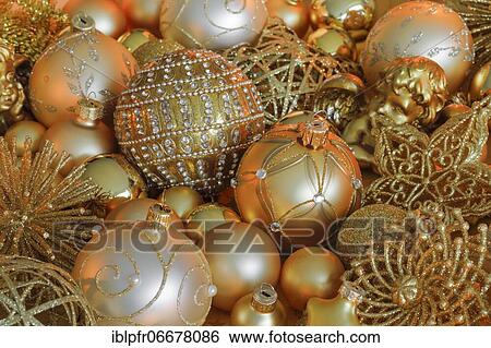 Christmas decoration in gold View Large Photo Image Stock Photograph - Christmas decoration in gold. Fotosearch
