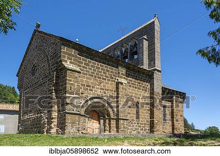Stock Image - Church Saint Cirgues, Andelat, Cantal department, Auvergne-Rhone-Alpes, France, Europe. Fotosearch