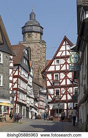 Stock Image - City church St. Marien, old town, Homberg, Hesse, Germany, Europe. Fotosearch