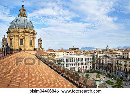 Stock Photography - Cityscape from the roof of the Palermo Cathedral, Palermo, Sicily, Italy, Europe. Fotosearch