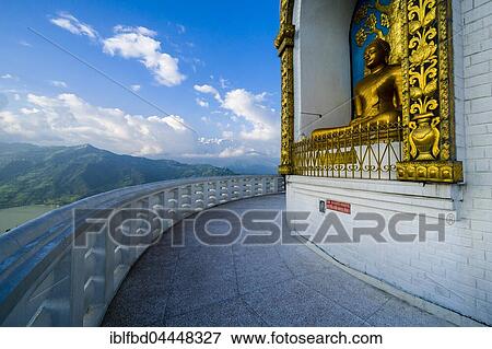 Close-up, white Shanti Stupa, on hill above Phewa Lake, Pokhara, Kaski District, Nepal, Asia View Large Photo Image Stock Photo - Close-up, white Shanti Stupa, on hill above Phewa Lake, Pokhara, Kaski District, Nepal, Asia. Fotosearch