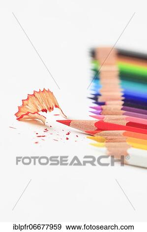 Colored pencil line on white background View Large Photo Image Stock Photo - Colored pencil line on white background. Fotosearch