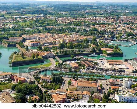 Stock Image - Comune di Peschiera del Garda on the Mincio River, Lake Garda, Veneto, Italy, Europe. Fotosearch